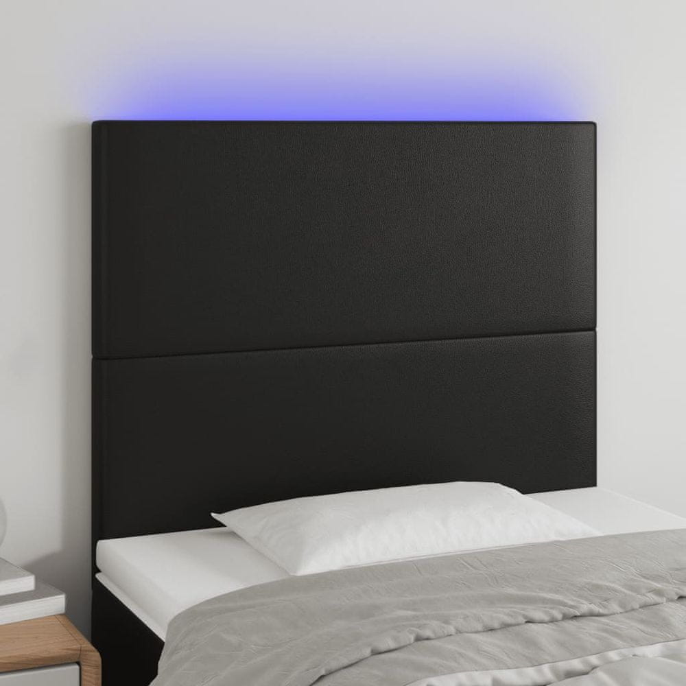 Vidaxl Čelo postele s LED čierne 80x5x118/128 cm umelá koža